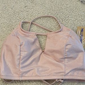Wallflower Open Strappy Back Pink Tankini Top only Small Junior